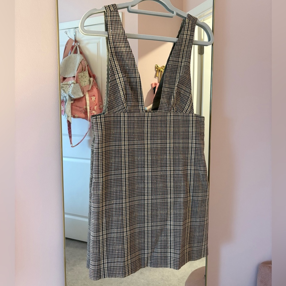 Zara Plaid Pinafore Dress